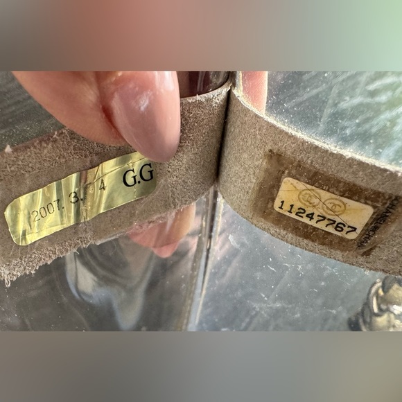 Pre-loved Authentic Chanel CC Double Chain Shoulder Tote Bag Clear Gold Vinyl - Picture 5 of 5